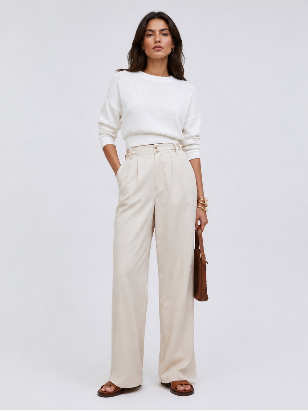 Madewell The Harlow Wide-Leg Pant Size 2 Cream High Rise Trouser Relaxed Fit